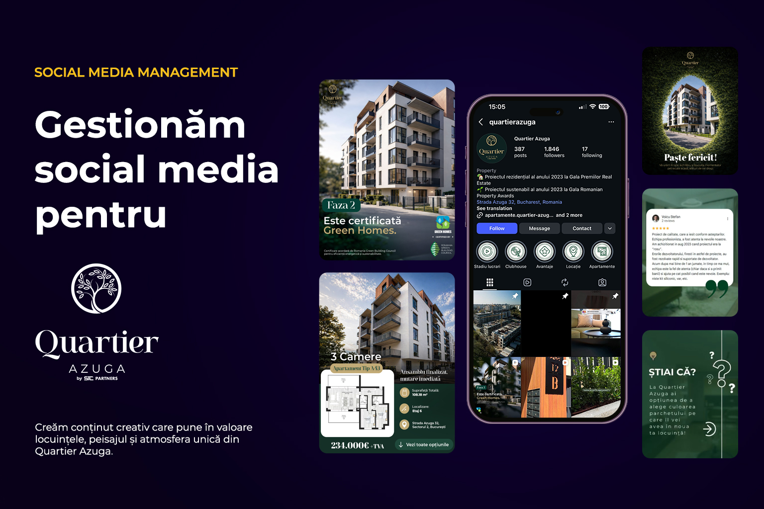 Quartier Azuga, Grafică Instagram Pixelora